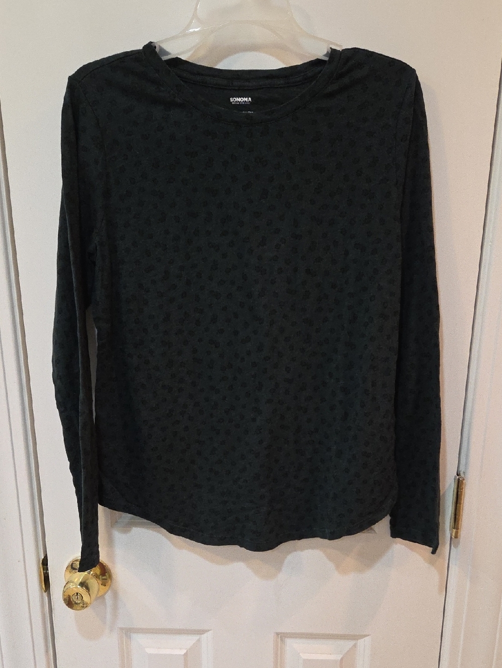 Sonoma Dark Green Long-Sleeve Crew Neck Top